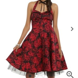 Floral Retro Swing dress, XL, Hot Topic, black & red
